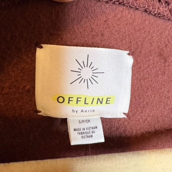 Offline By Aerie Sherpa Fleece Quarter Zip Sweater Small Front Pouch NWT - Picture 3 of 6